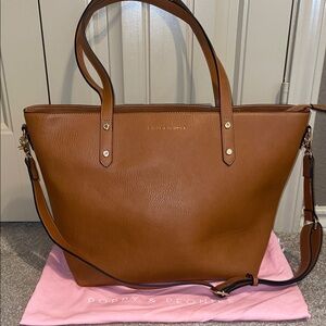 Poppy & Peonies Go Getter Tote in Cognac NEW
